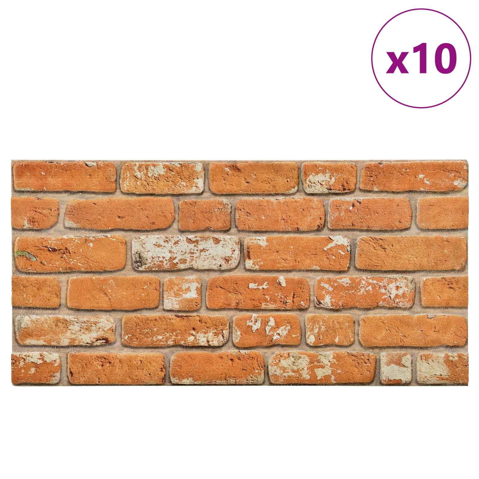 vidaXL Panele ścienne 10 pcs Cegła 100 x 50 cm Pianka EPS
