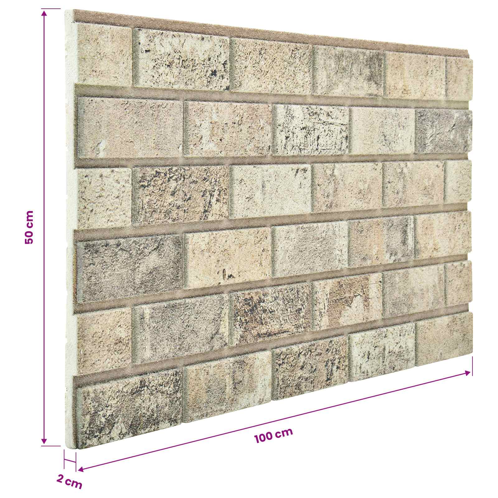 vidaXL Panele ścienne 10 pcs piaskowy 100 x 50 cm Pianka EPS