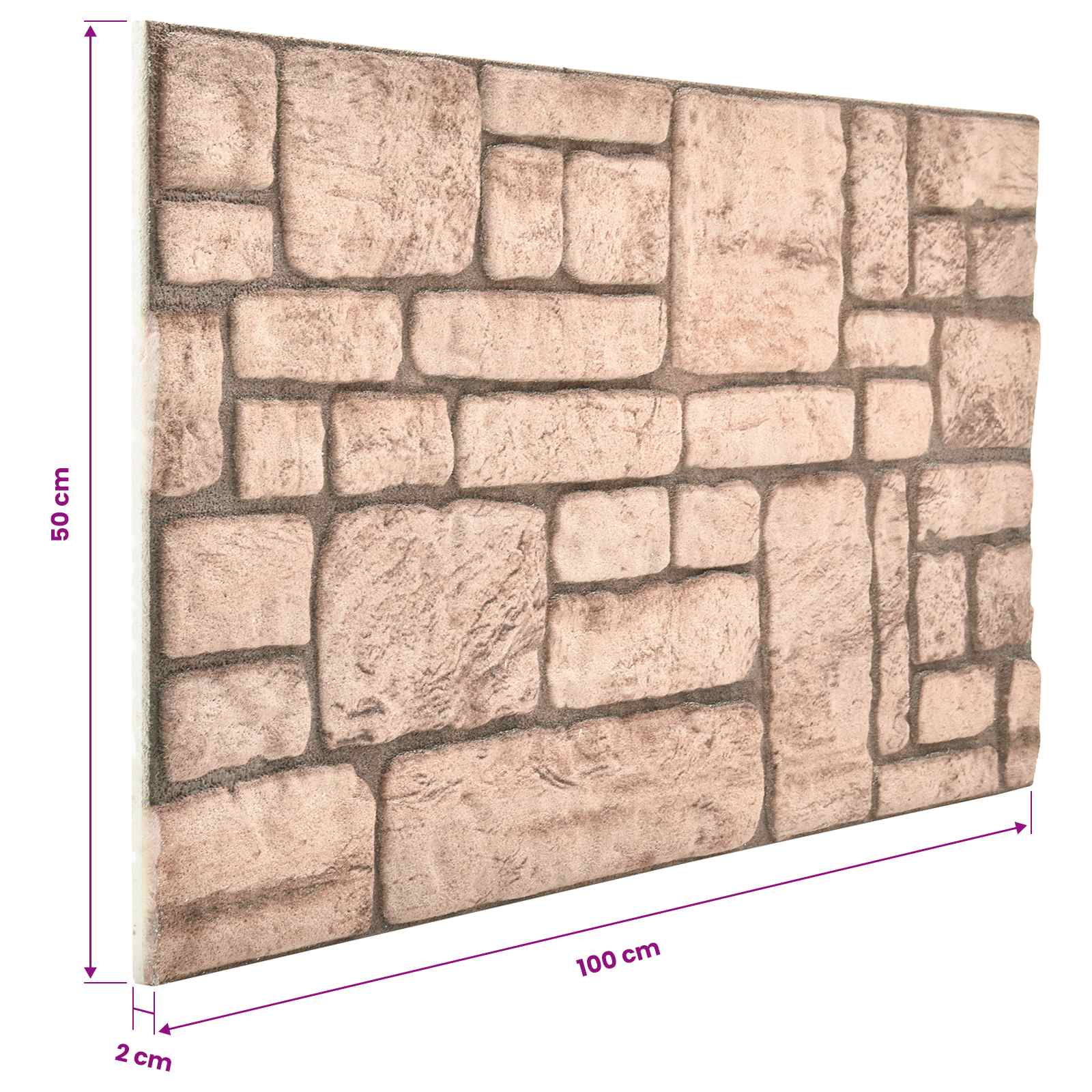 vidaXL Panele ścienne 10 pcs Beżowy 100 x 50 cm Pianka EPS