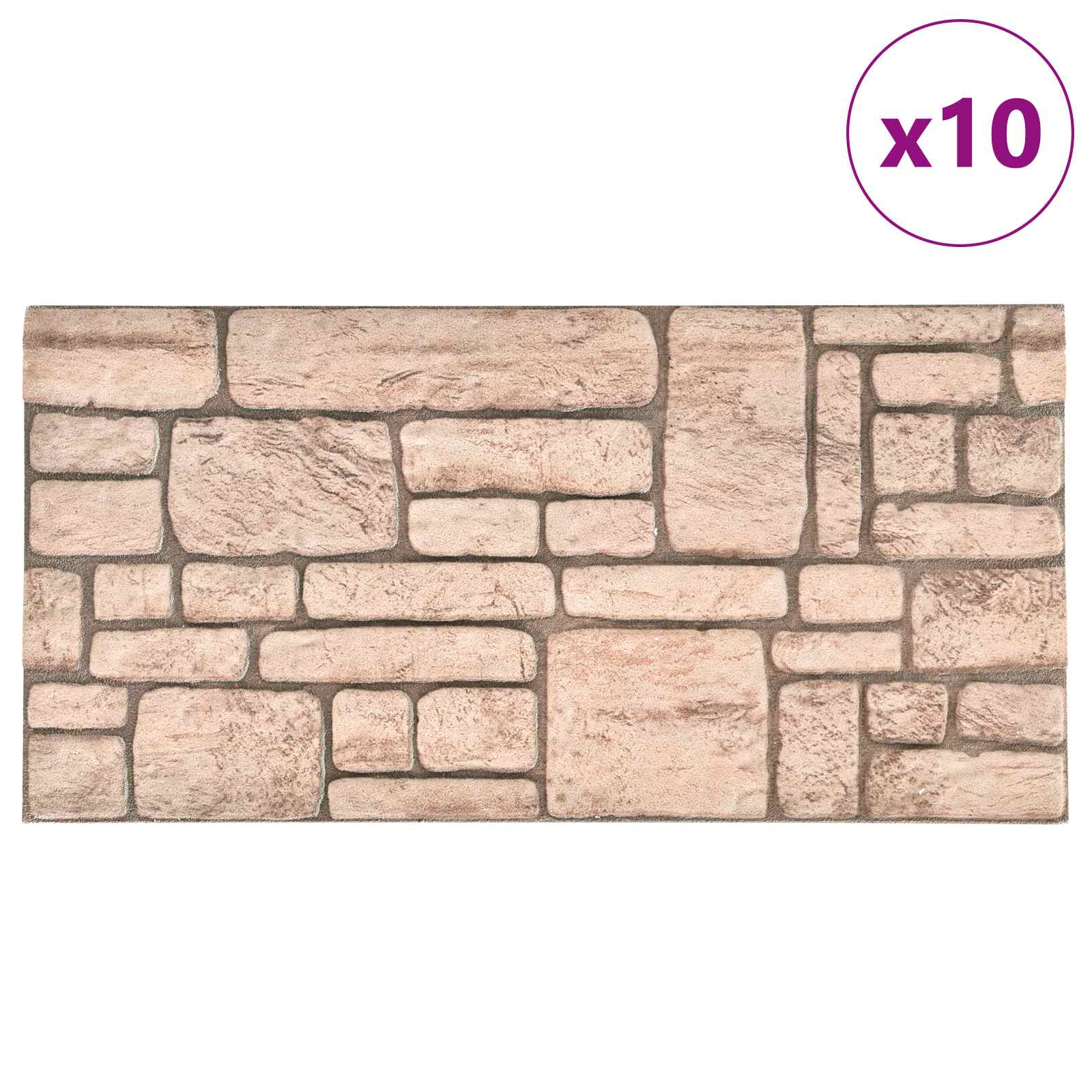 vidaXL Panele ścienne 10 pcs Beżowy 100 x 50 cm Pianka EPS