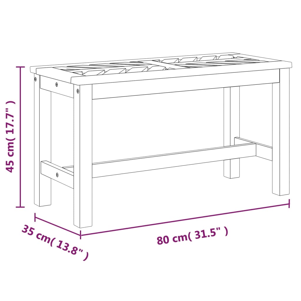 vidaXL Ławka ogrodowa, 80 cm, lite drewno akacjowe