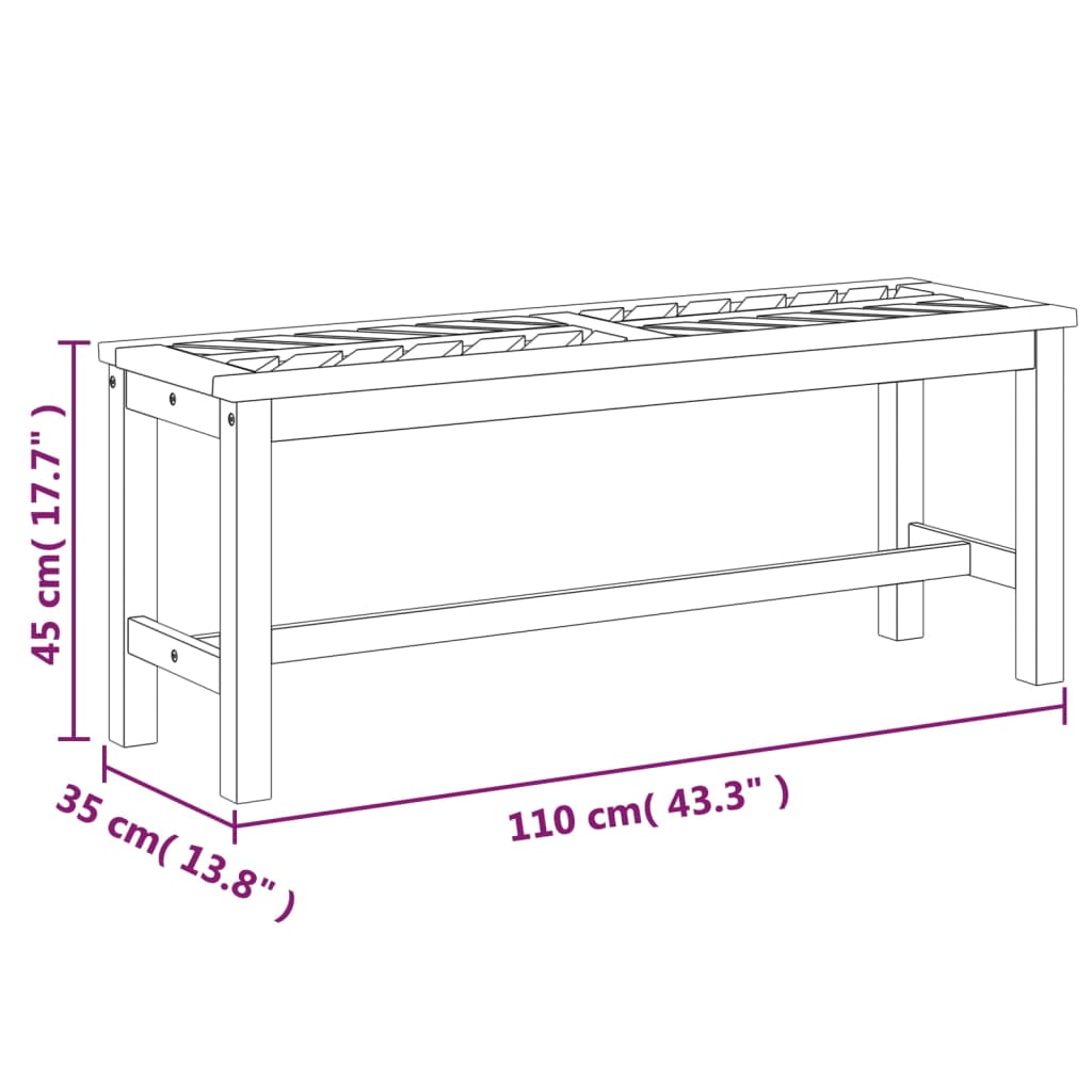 vidaXL Ławka ogrodowa, 110 cm, lite drewno akacjowe