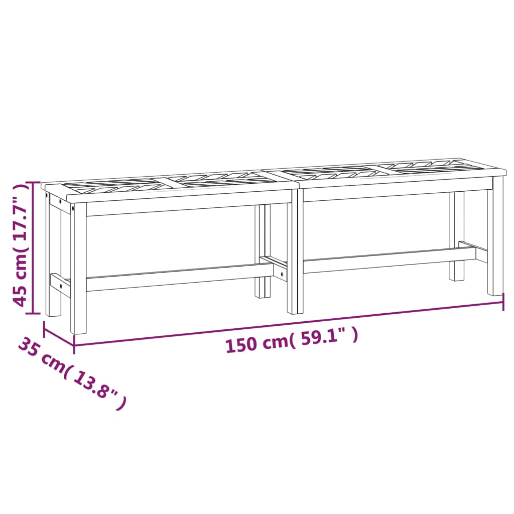 vidaXL Ławka ogrodowa, 150 cm, lite drewno akacjowe
