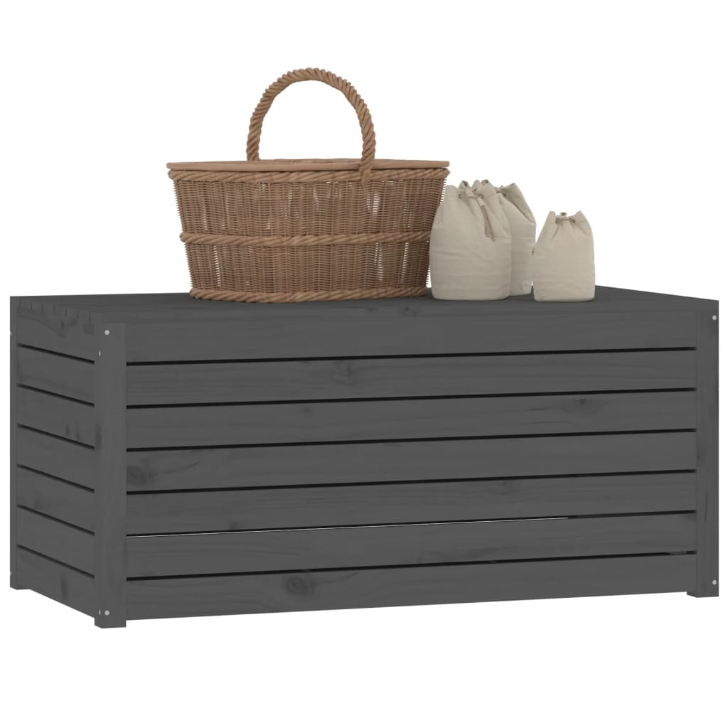 vidaXL Skrzynia ogrodowa, szara, 101x50,5x46,5 cm, lite drewno sosnowe
