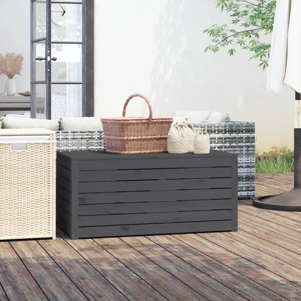 vidaXL Skrzynia ogrodowa, szara, 101x50,5x46,5 cm, lite drewno sosnowe