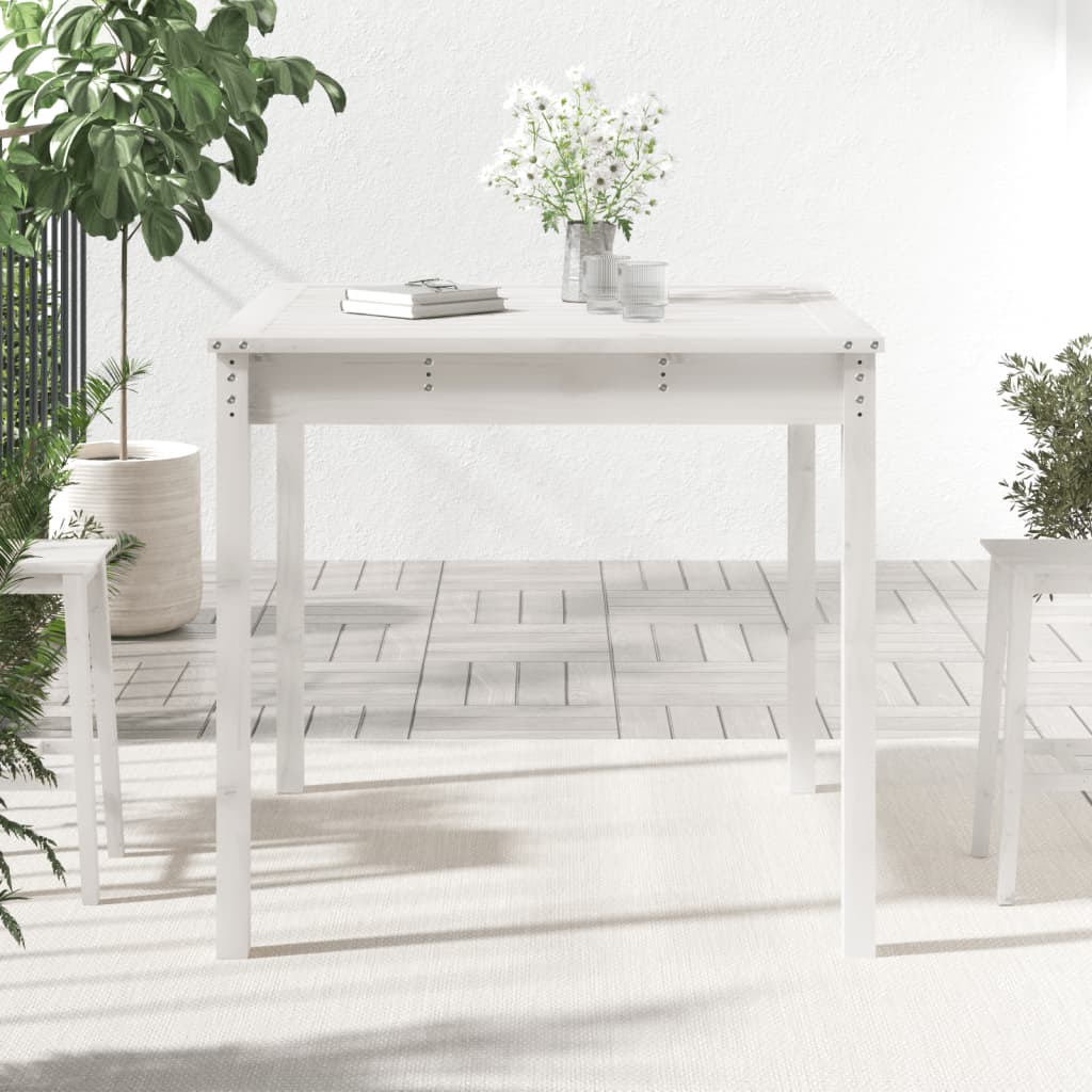vidaXL Stolik ogrodowy, biały, 82,5x82,5x76 cm, lite drewno sosnowe