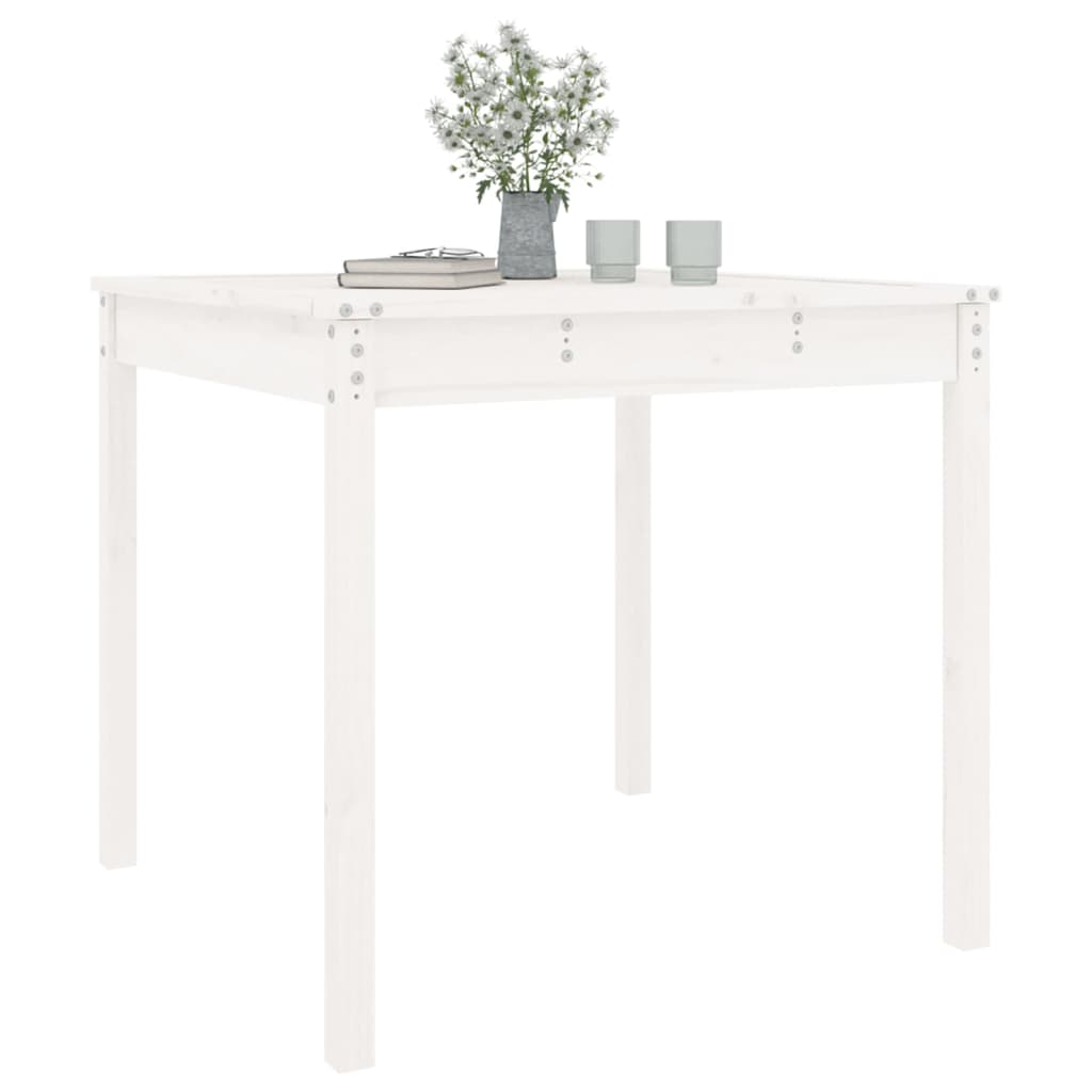 vidaXL Stolik ogrodowy, biały, 82,5x82,5x76 cm, lite drewno sosnowe