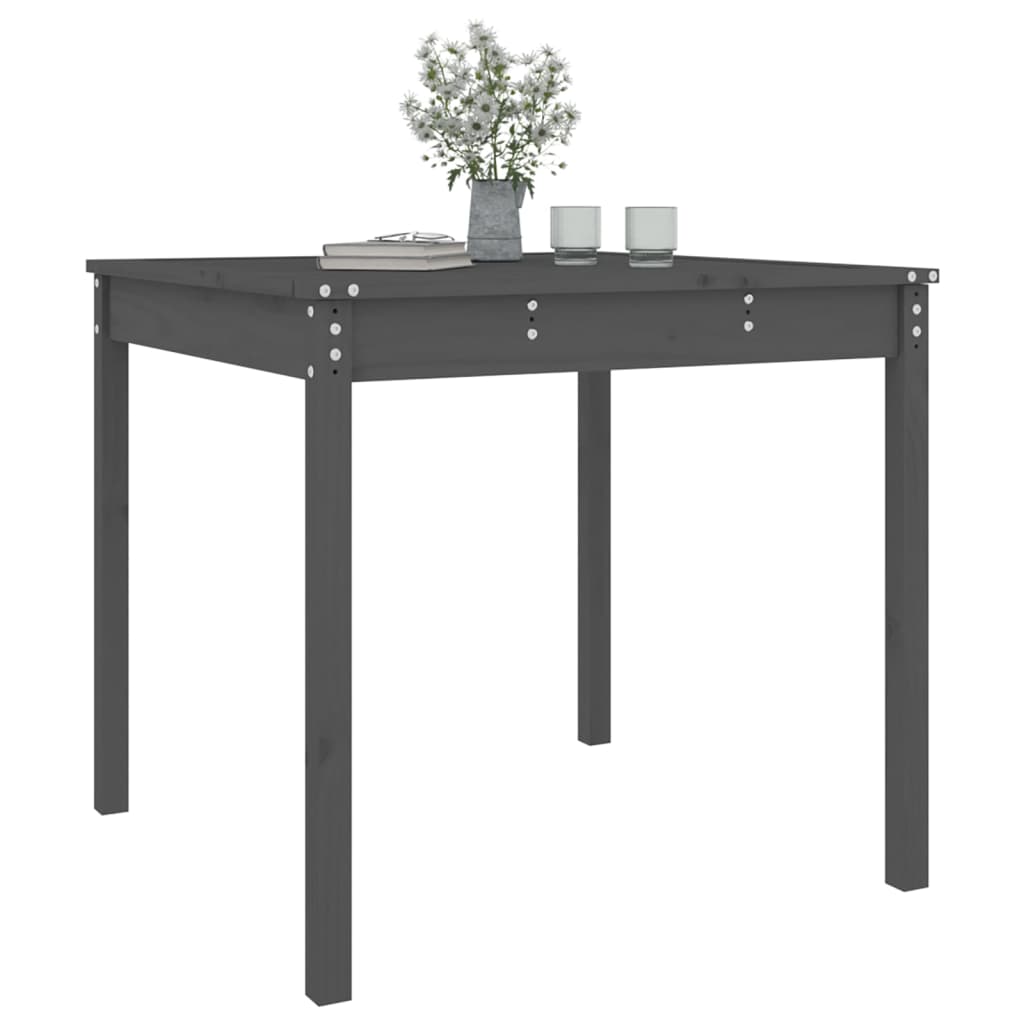 vidaXL Stolik ogrodowy, szary, 82,5x82,5x76 cm, lite drewno sosnowe