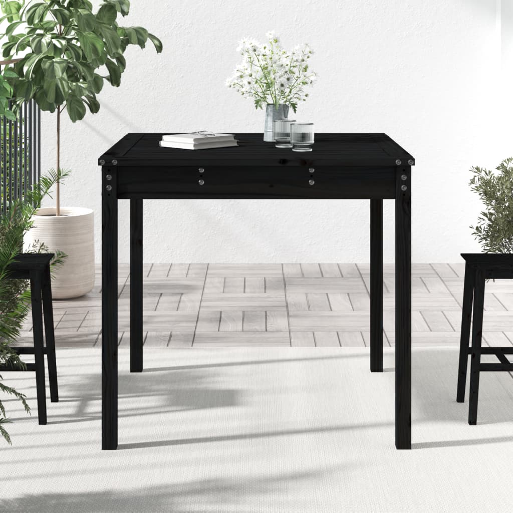 vidaXL Stolik ogrodowy, czarny, 82,5x82,5x76 cm, lite drewno sosnowe