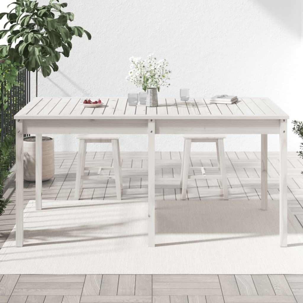 vidaXL Stół ogrodowy, biały, 159,5x82,5x76 cm, lite drewno sosnowe