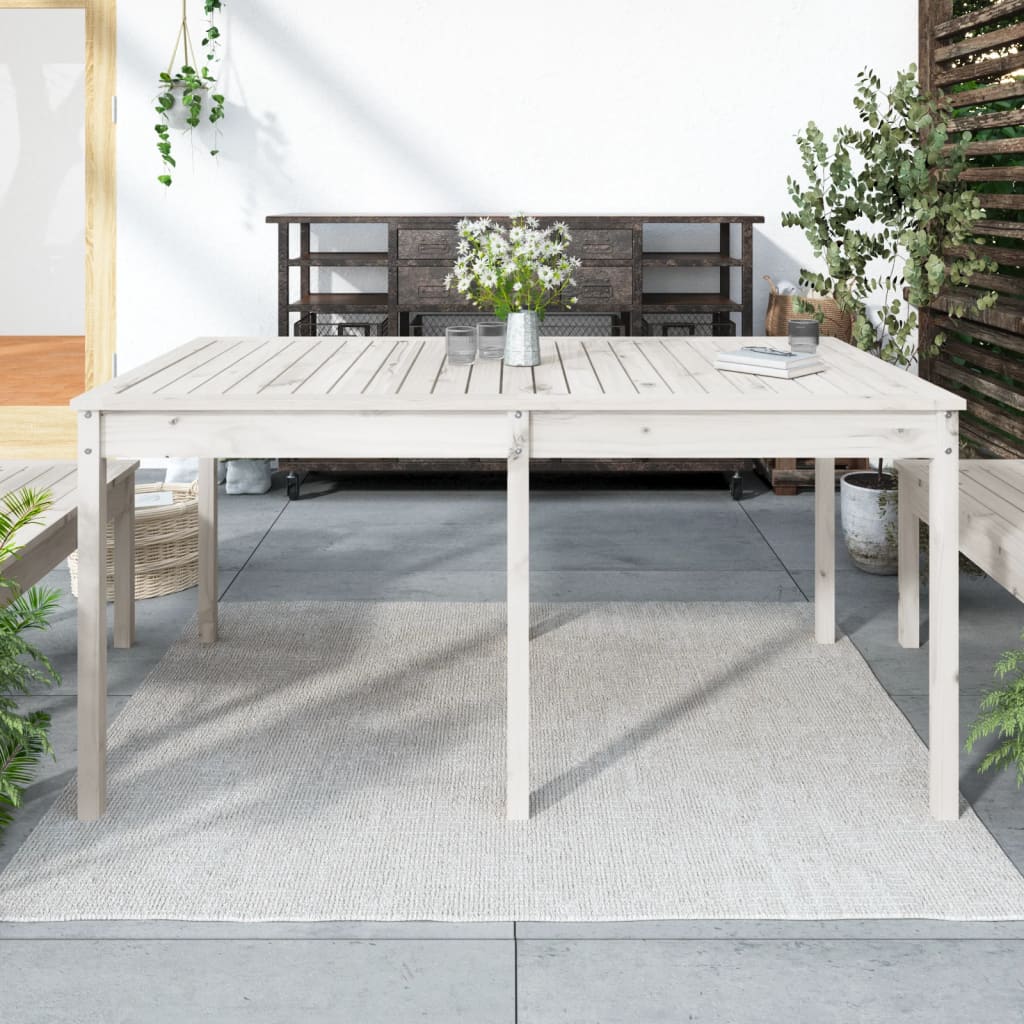 vidaXL Stół ogrodowy, biały, 159,5x82,5x76 cm, lite drewno sosnowe