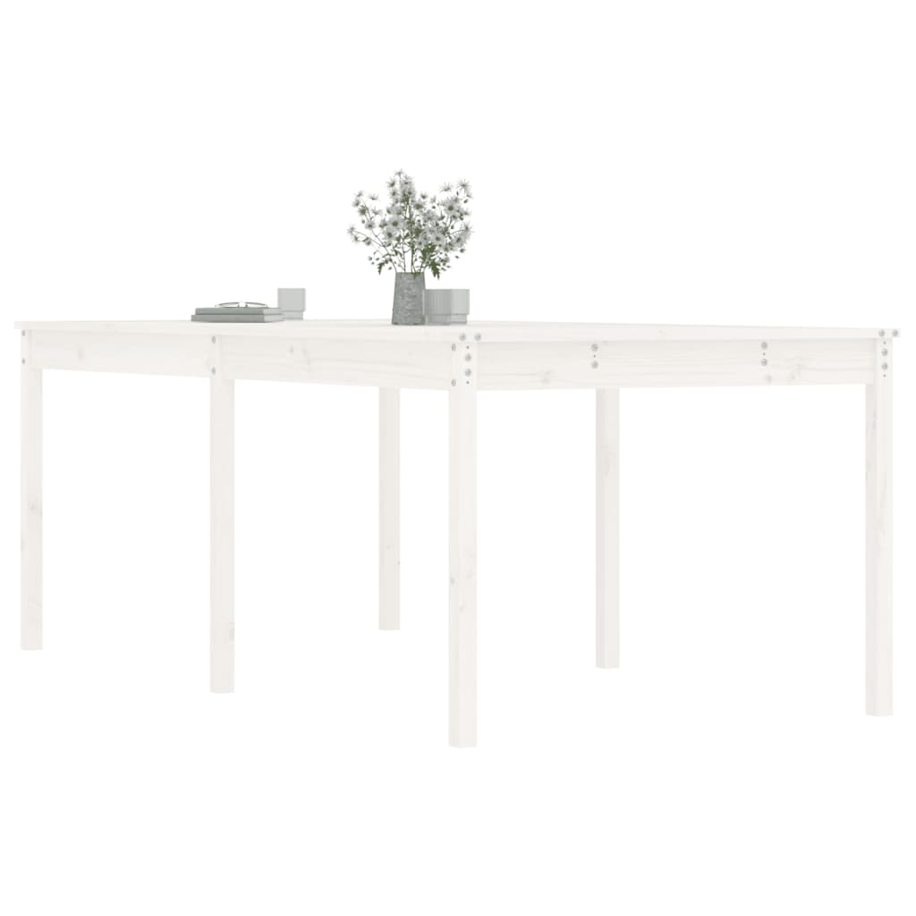 vidaXL Stół ogrodowy, biały, 203,5x100x76 cm, lite drewno sosnowe