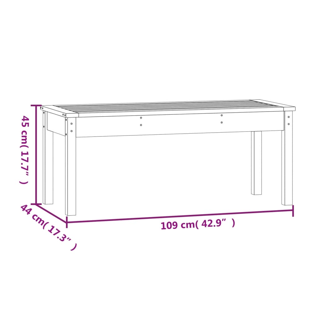vidaXL Ławka ogrodowa, szara, 109x44x45 cm, lite drewno sosnowe