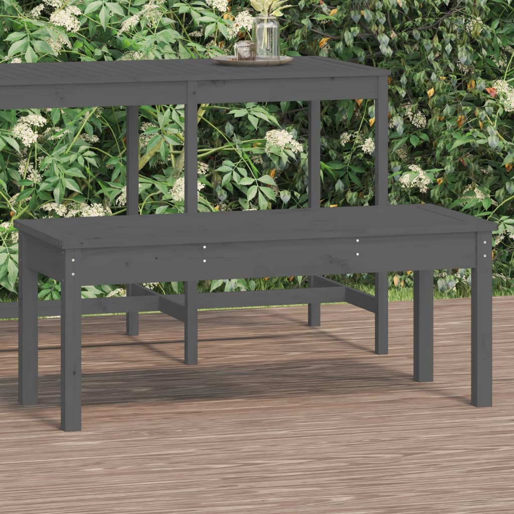 vidaXL Ławka ogrodowa, szara, 109x44x45 cm, lite drewno sosnowe
