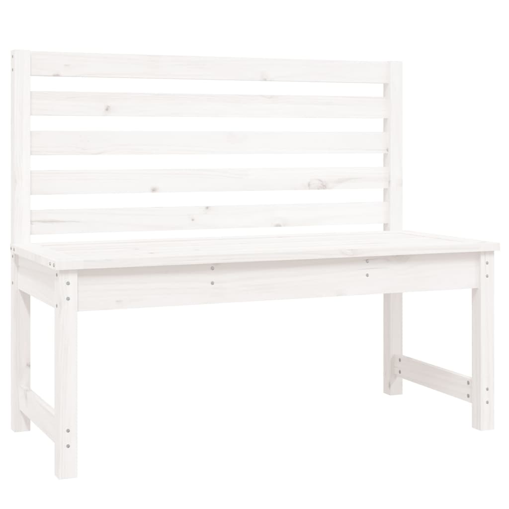 vidaXL Ławka ogrodowa, biała, 109 cm, lite drewno sosnowe