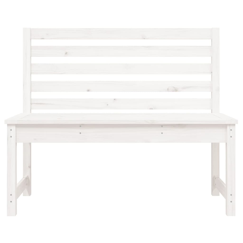 vidaXL Ławka ogrodowa, biała, 109 cm, lite drewno sosnowe