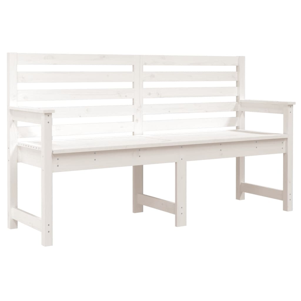 vidaXL Ławka ogrodowa, biała, 159,5x48x91,5 cm, lite drewno sosnowe