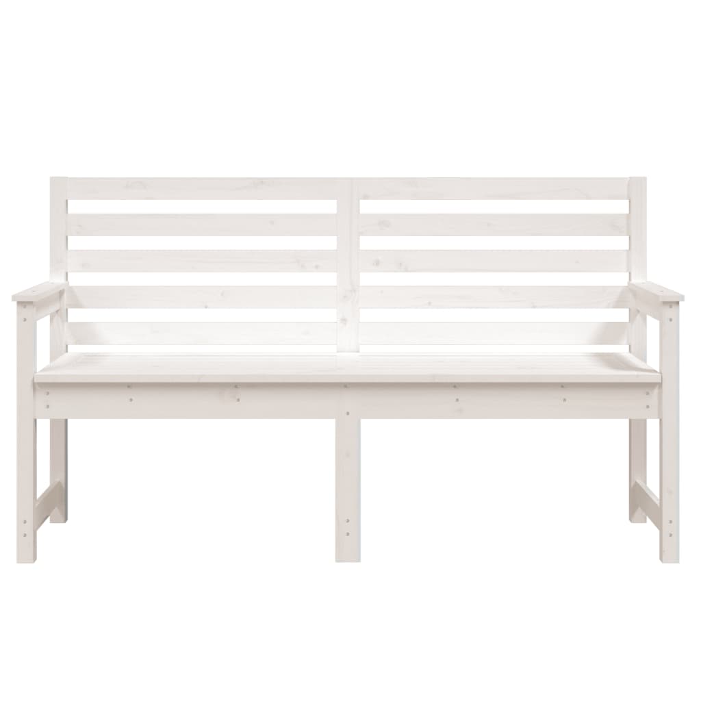 vidaXL Ławka ogrodowa, biała, 159,5x48x91,5 cm, lite drewno sosnowe