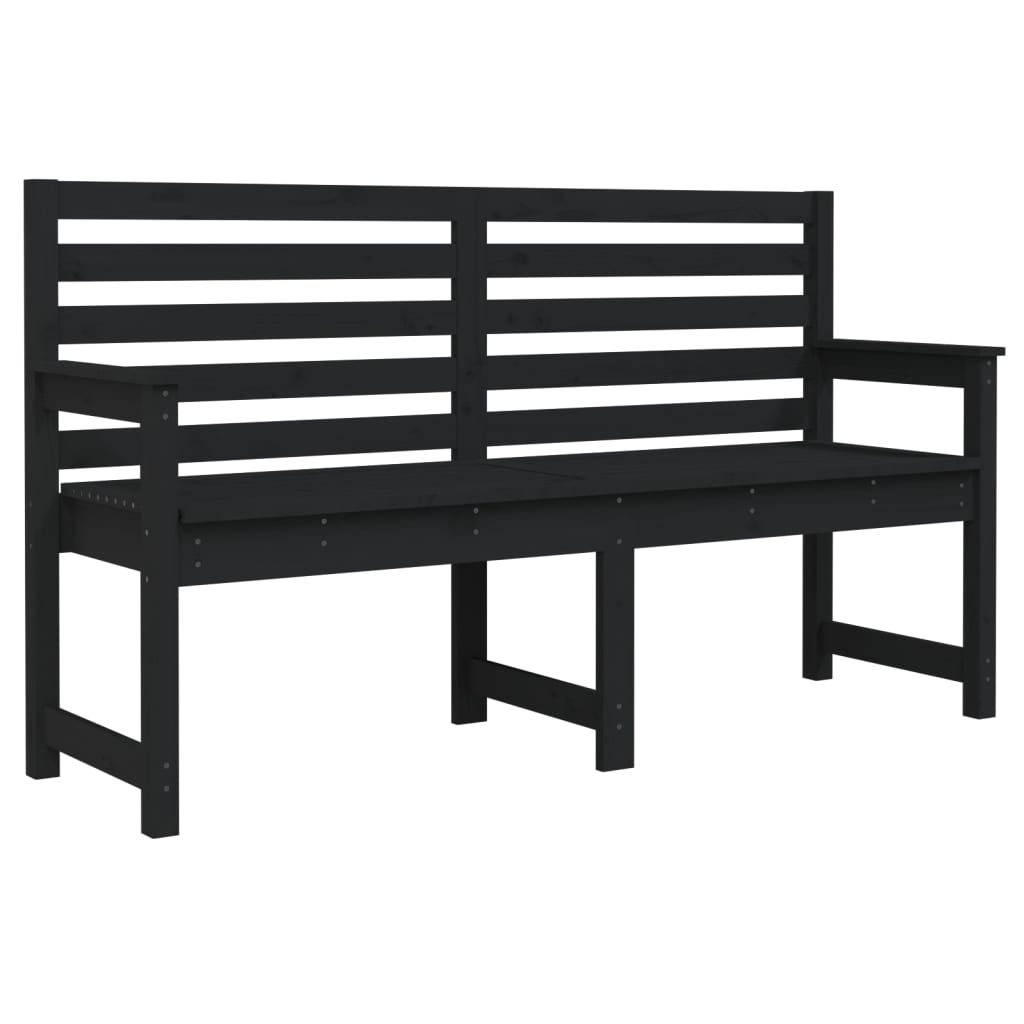 vidaXL Ławka ogrodowa, czarna, 159,5x48x91,5 cm, lite drewno sosnowe