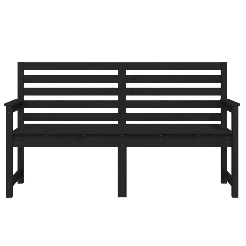 vidaXL Ławka ogrodowa, czarna, 159,5x48x91,5 cm, lite drewno sosnowe