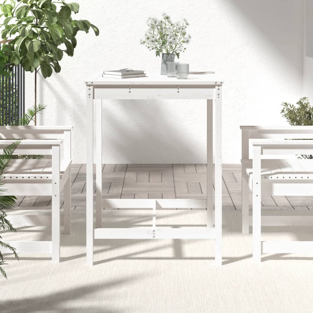 vidaXL Stolik ogrodowy, biały, 82,5x82,5x110 cm, lite drewno sosnowe