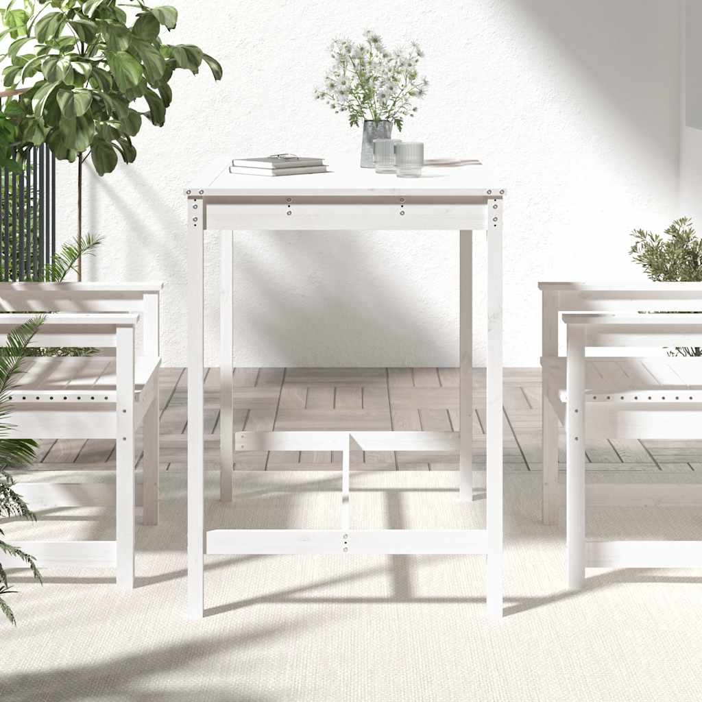 vidaXL Stolik ogrodowy, biały, 121x82,5x110 cm, lite drewno sosnowe