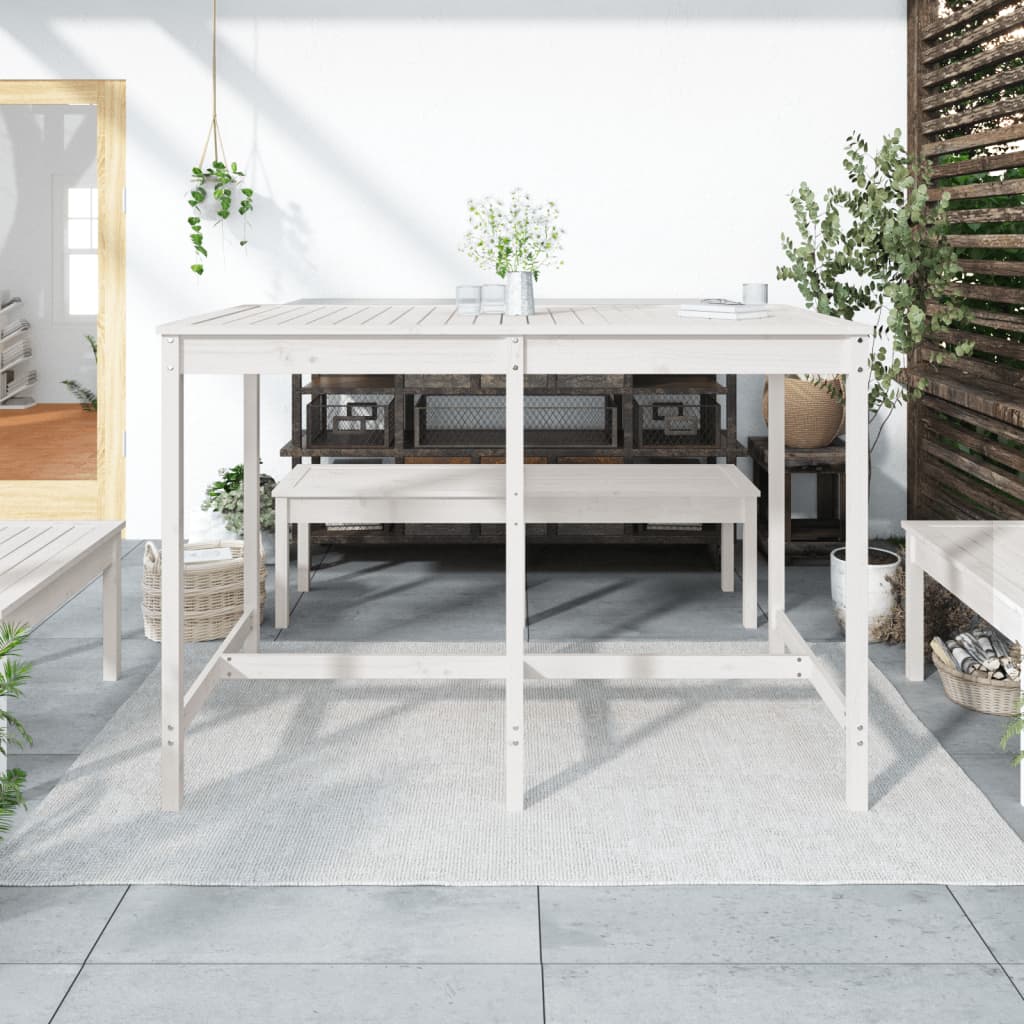 vidaXL Stolik ogrodowy, biały, 159,5x82,5x110 cm, lite drewno sosnowe