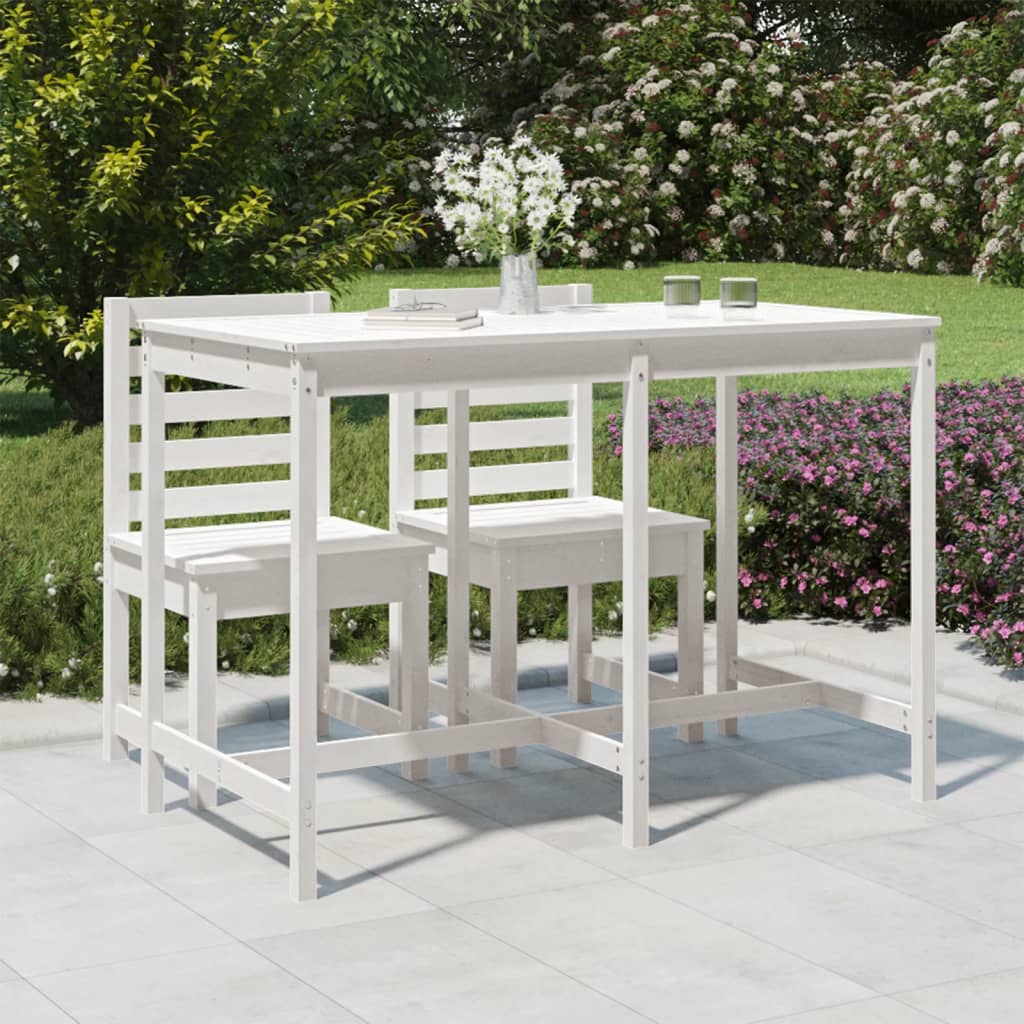 vidaXL Stolik ogrodowy, biały, 159,5x82,5x110 cm, lite drewno sosnowe