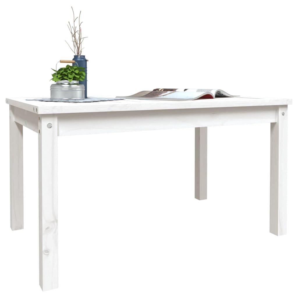 vidaXL Stolik ogrodowy, biały, 82,5x50,5x45 cm, lite drewno sosnowe