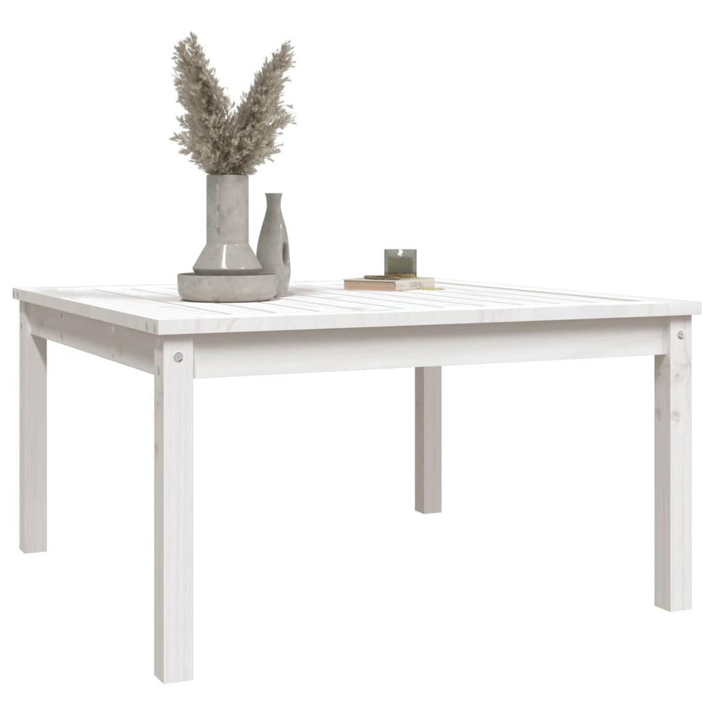vidaXL Stolik ogrodowy, biały, 82,5x82,5x45 cm, lite drewno sosnowe