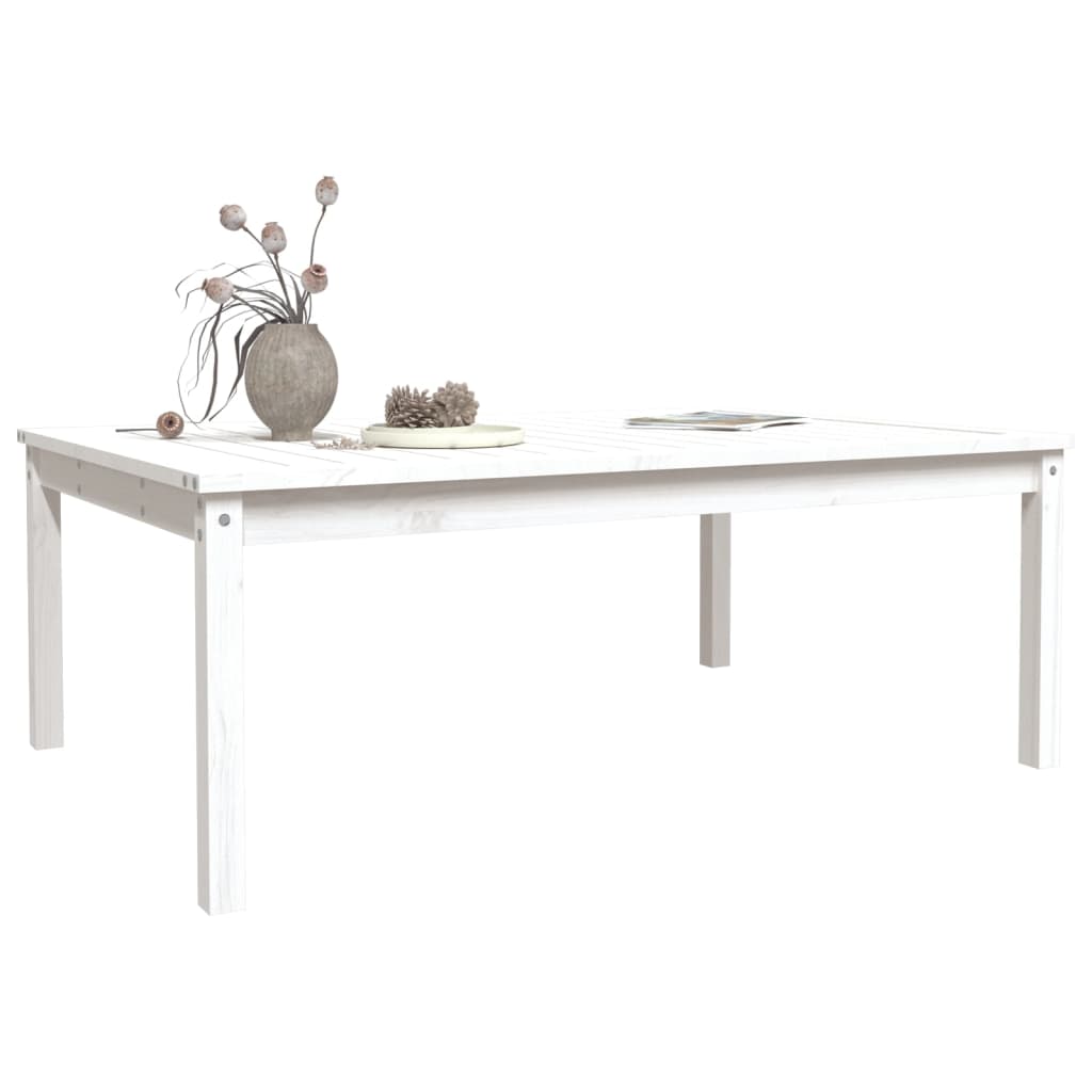 vidaXL Stolik ogrodowy, biały, 121x82,5x45 cm, lite drewno sosnowe
