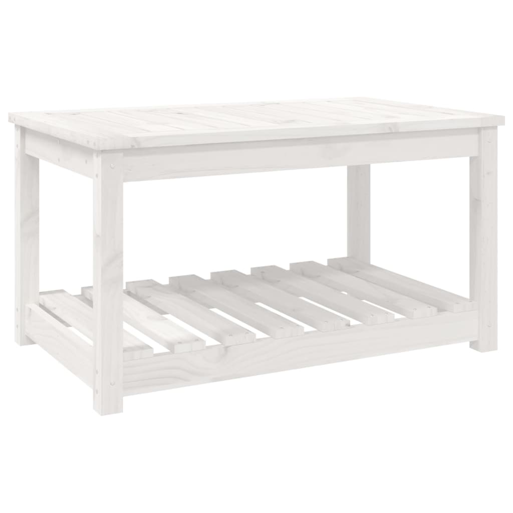 vidaXL Stolik ogrodowy, biały, 82,5x50,5x45 cm, lite drewno sosnowe