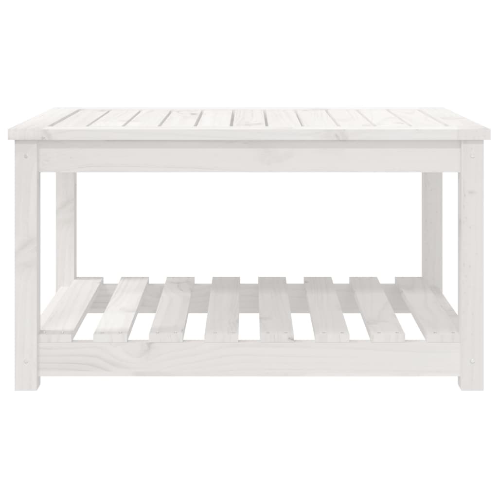 vidaXL Stolik ogrodowy, biały, 82,5x50,5x45 cm, lite drewno sosnowe