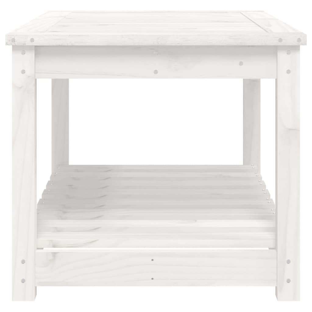 vidaXL Stolik ogrodowy, biały, 82,5x50,5x45 cm, lite drewno sosnowe
