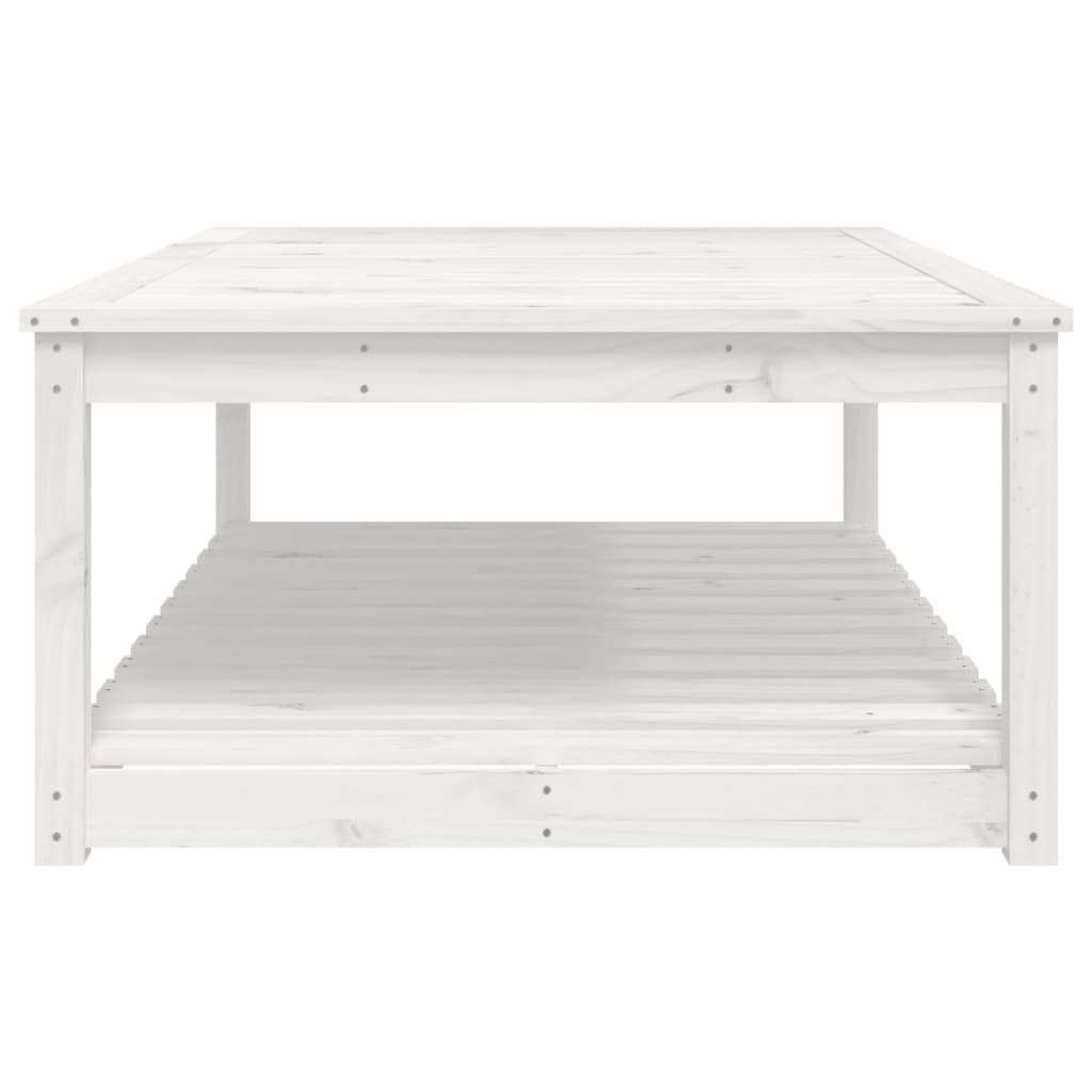 vidaXL Stolik ogrodowy, biały, 121x82,5x45 cm, lite drewno sosnowe