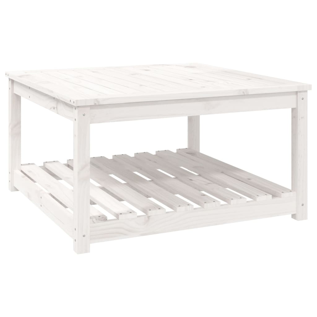 vidaXL Stolik ogrodowy, biały, 82,5x82,5x45 cm, lite drewno sosnowe