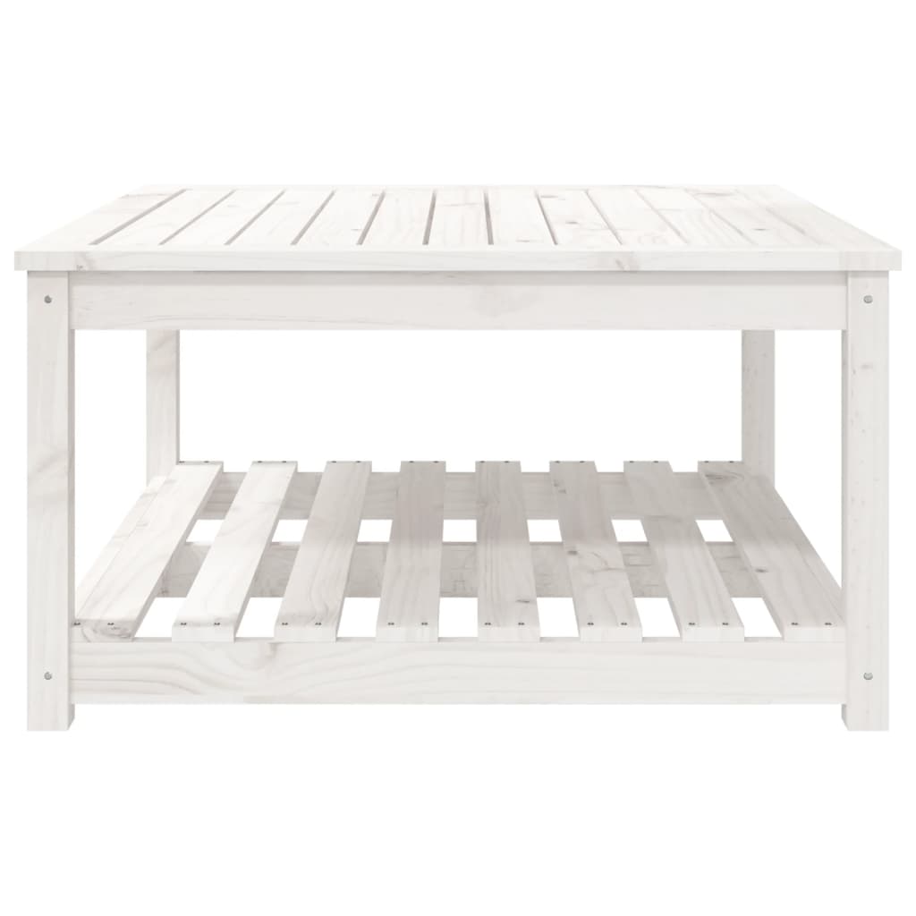 vidaXL Stolik ogrodowy, biały, 82,5x82,5x45 cm, lite drewno sosnowe