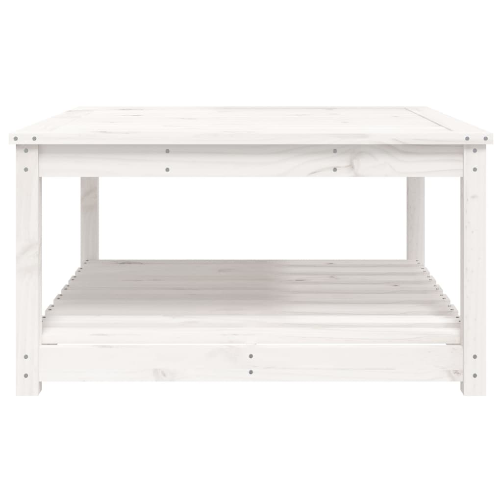 vidaXL Stolik ogrodowy, biały, 82,5x82,5x45 cm, lite drewno sosnowe