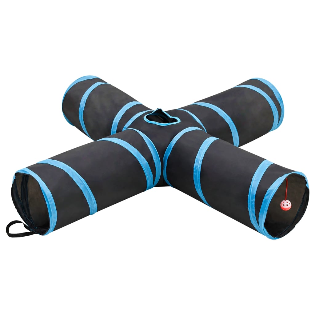 vidaXL Tunel dla kota, czteroramienny, czarno-niebieski, 132 cm
