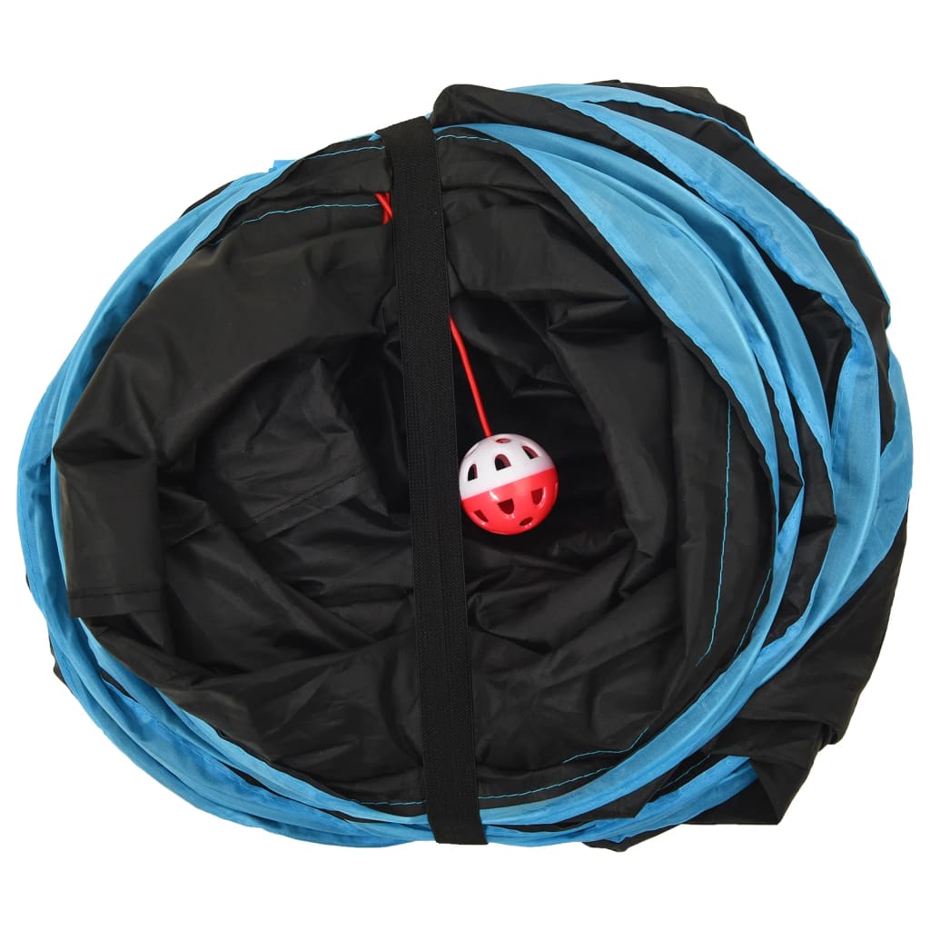 vidaXL Tunel dla kota, czteroramienny, czarno-niebieski, 132 cm