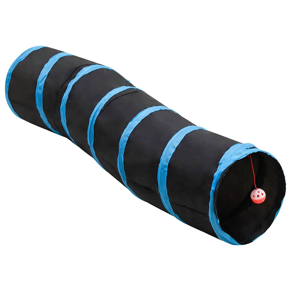 vidaXL Tunel dla kota, kształt litery S, czarno-niebieski, 122 cm