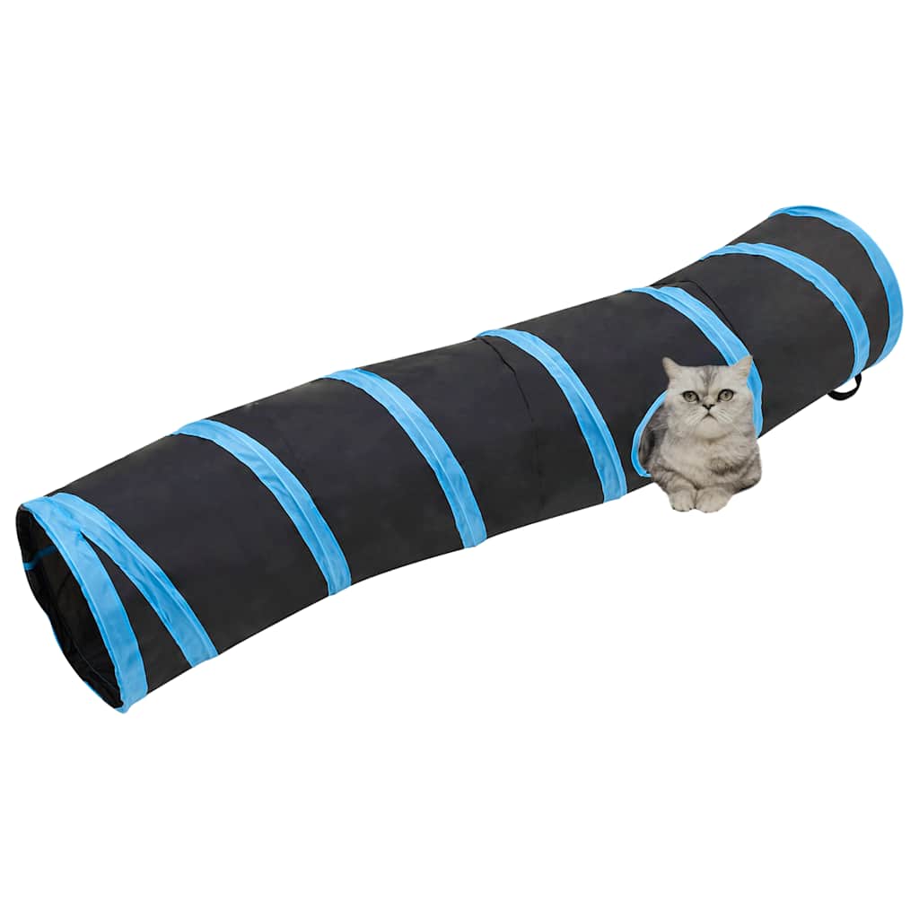 vidaXL Tunel dla kota, kształt litery S, czarno-niebieski, 122 cm