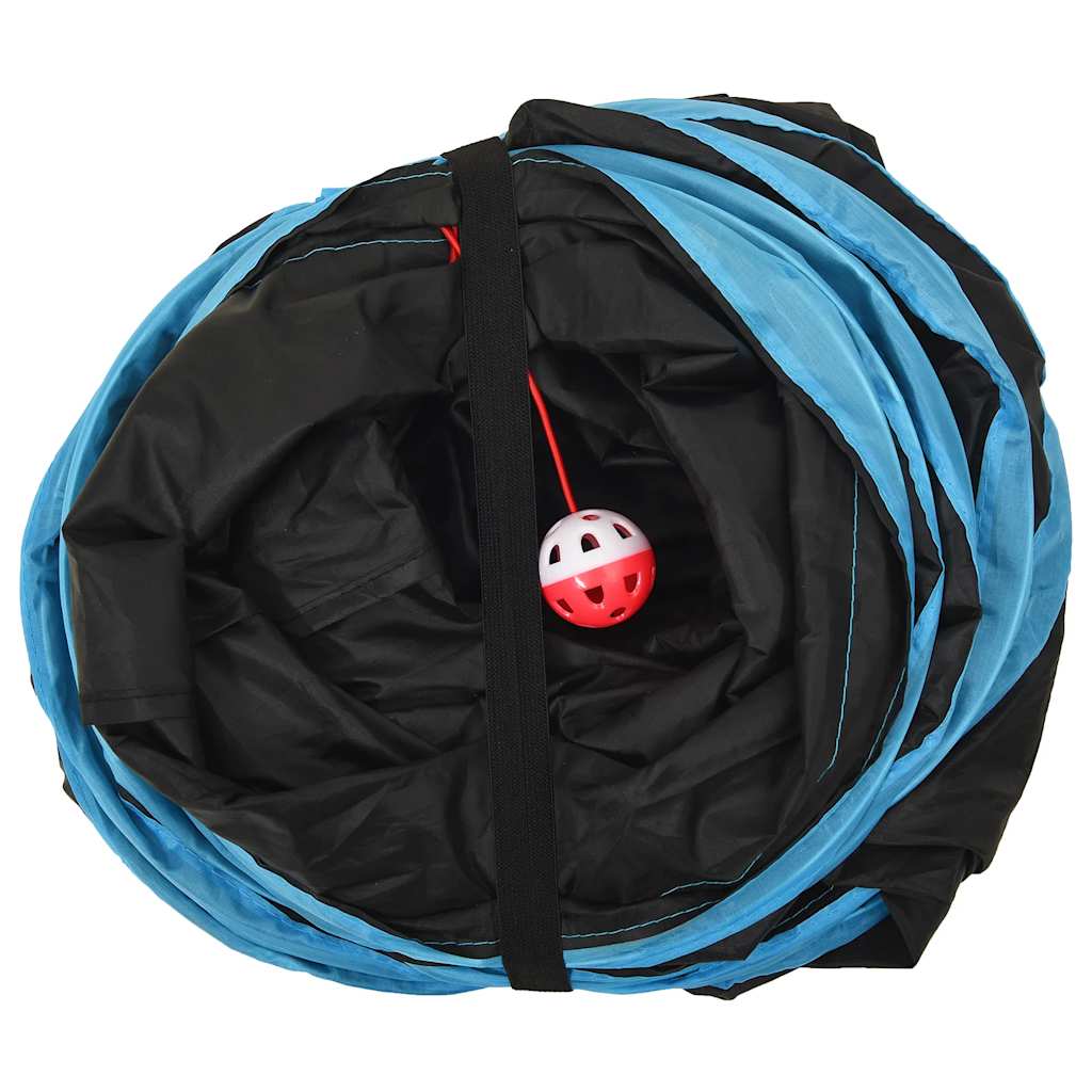 vidaXL Tunel dla kota, kształt litery S, czarno-niebieski, 122 cm