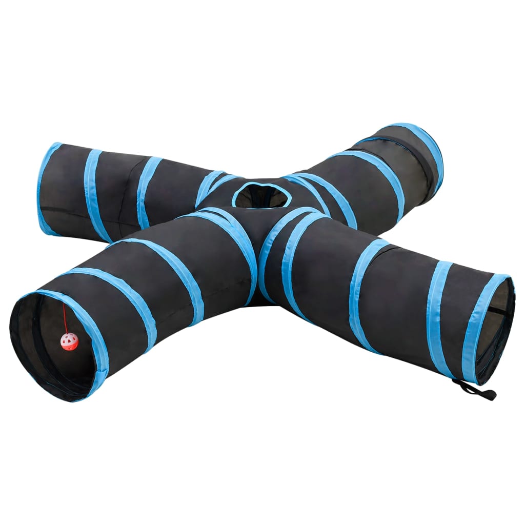 vidaXL Tunel dla kota, czteroramienny, czarno-niebieski, 25 cm