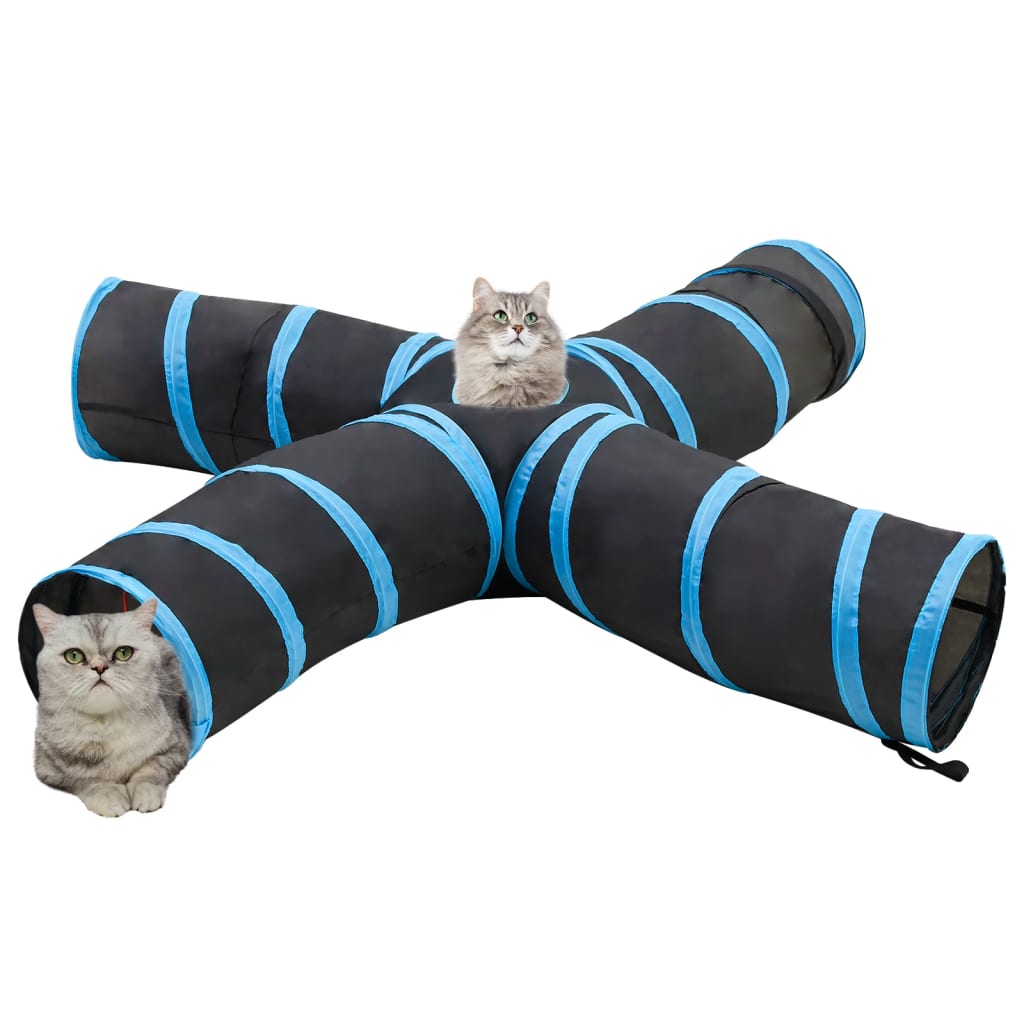 vidaXL Tunel dla kota, czteroramienny, czarno-niebieski, 25 cm