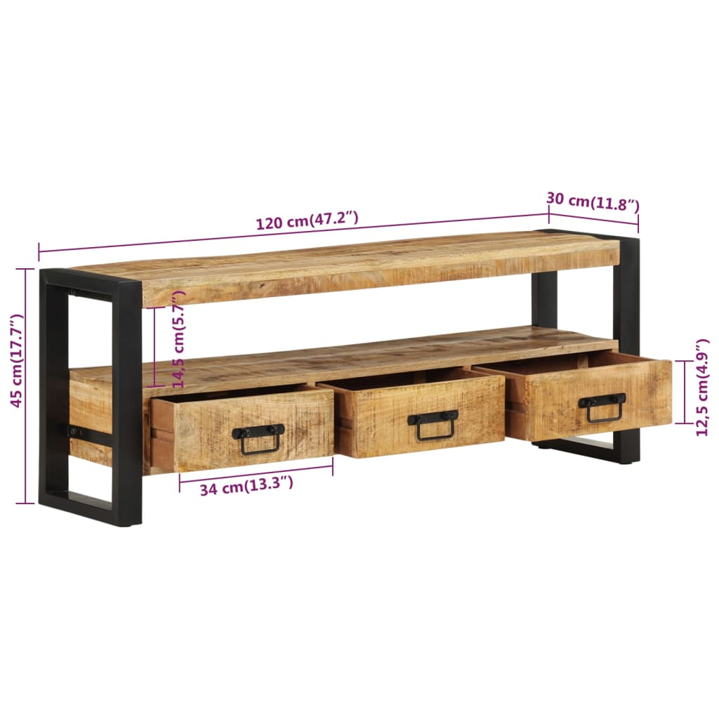 vidaXL Szafka pod TV, 120x30x45 cm, lite drewno mango