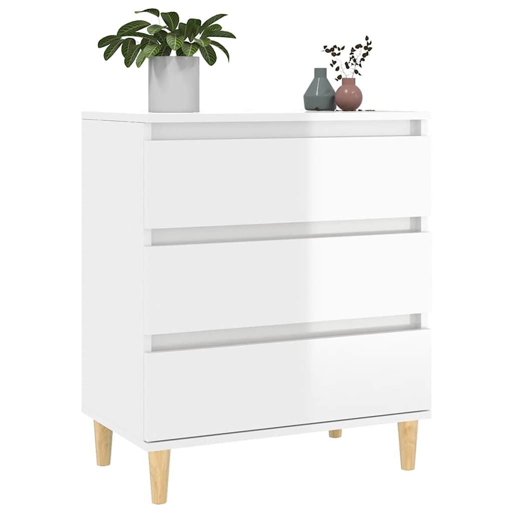 vidaXL Komoda, biała z połyskiem, 60x35x70 cm, materiał drewnopochodny