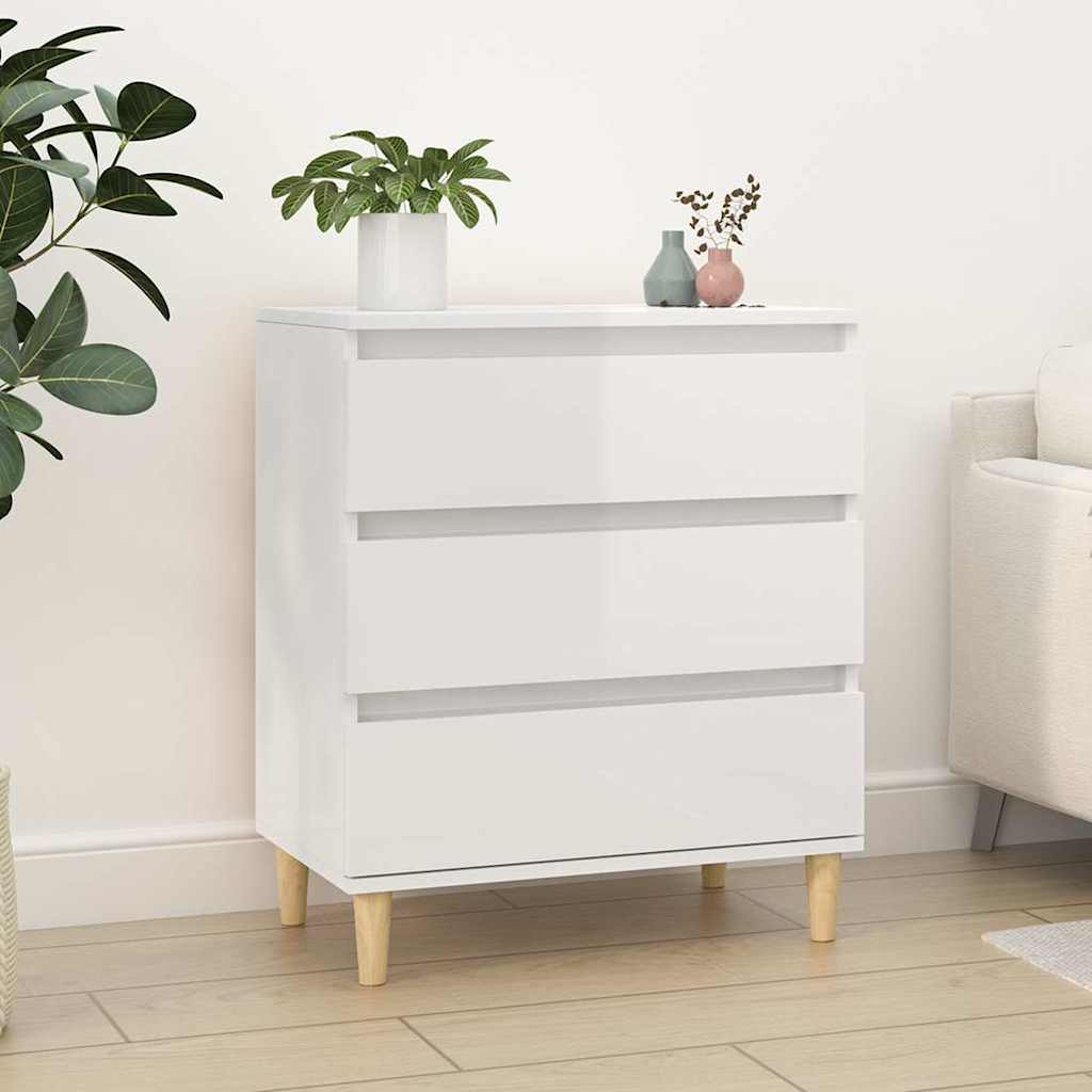 vidaXL Komoda, biała z połyskiem, 60x35x70 cm, materiał drewnopochodny