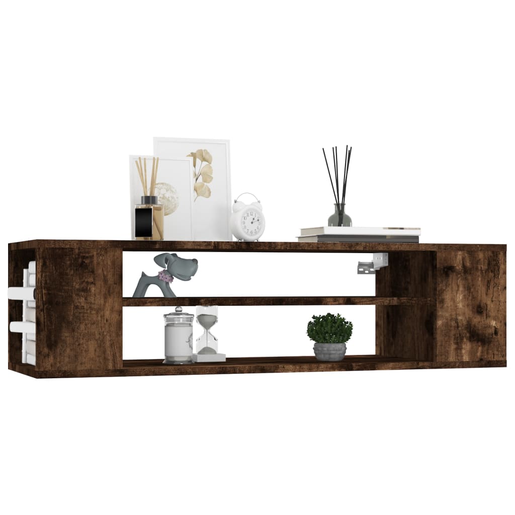 vidaXL Wisząca szafka pod TV, przydymiony dąb, 100x30x26,5 cm