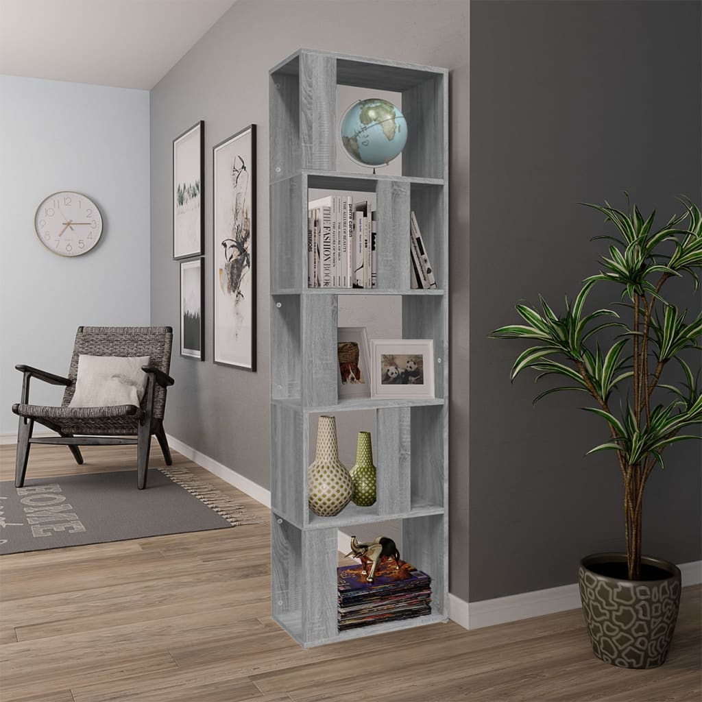 vidaXL Regał na książki, szary dąb sonoma, 45x24x160 cm